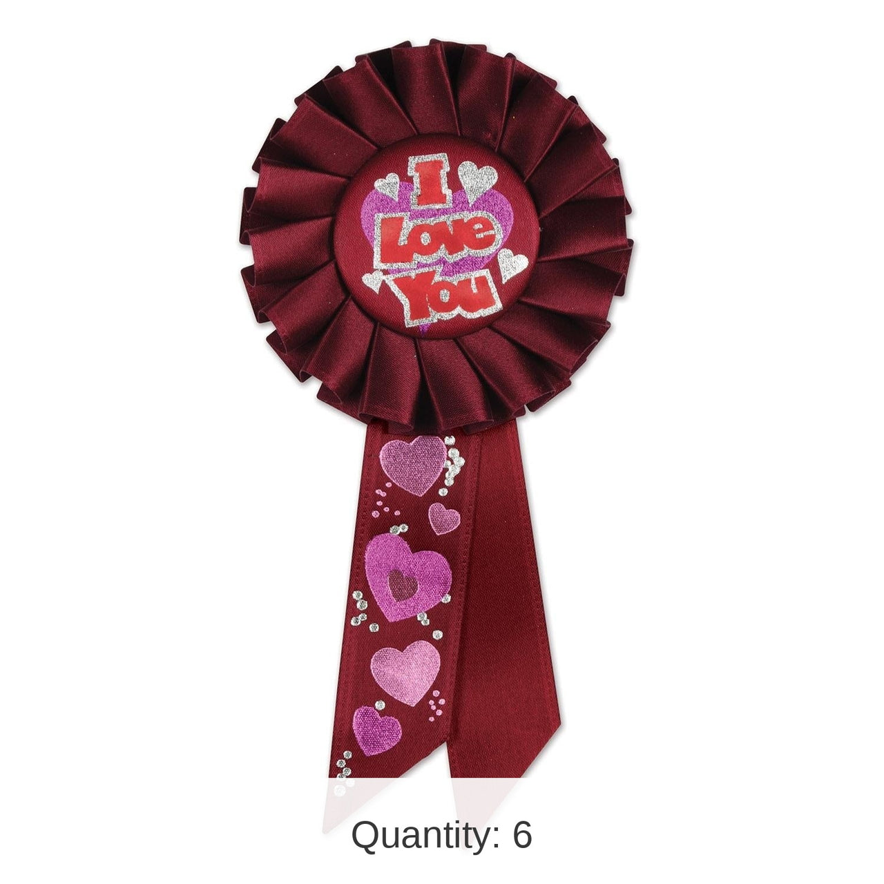 6 Pack Beistle Valentine's Day I Love You Rosette