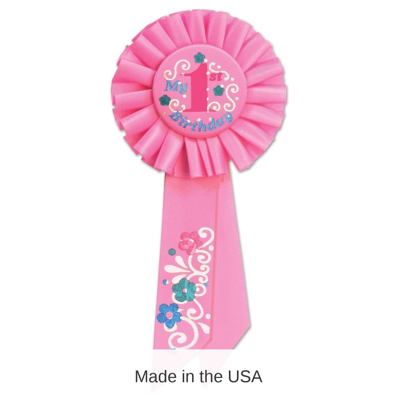 6 Pack Bulk My 1st Birthday Rosette - pink