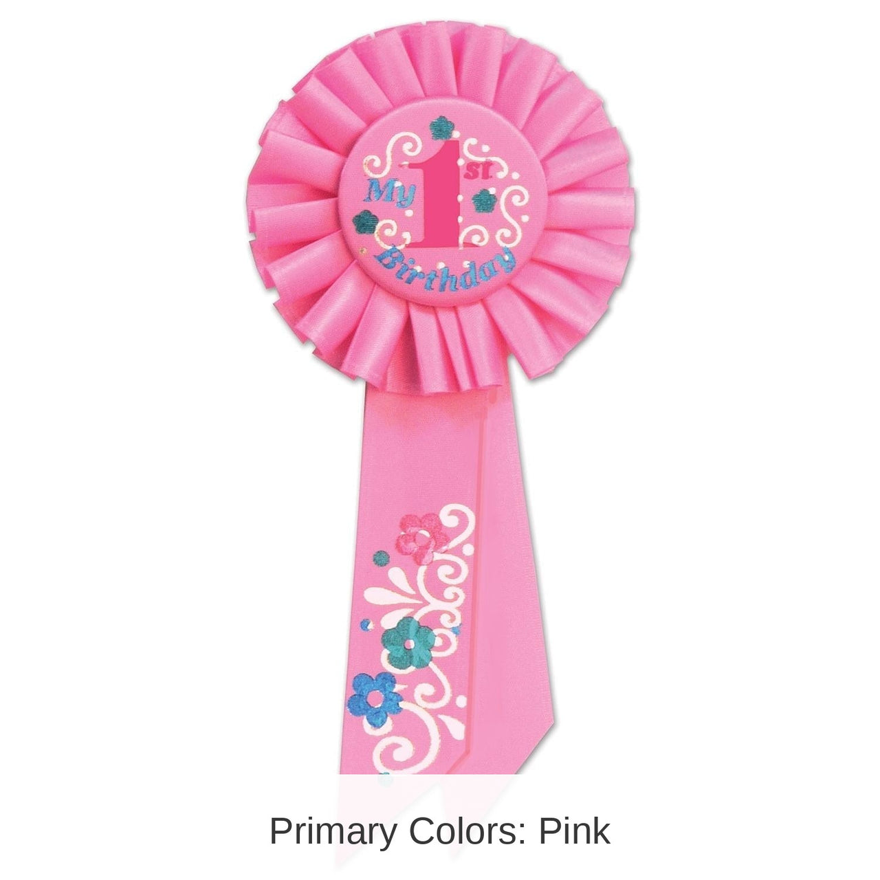 6 Pack Bulk My 1st Birthday Rosette - pink