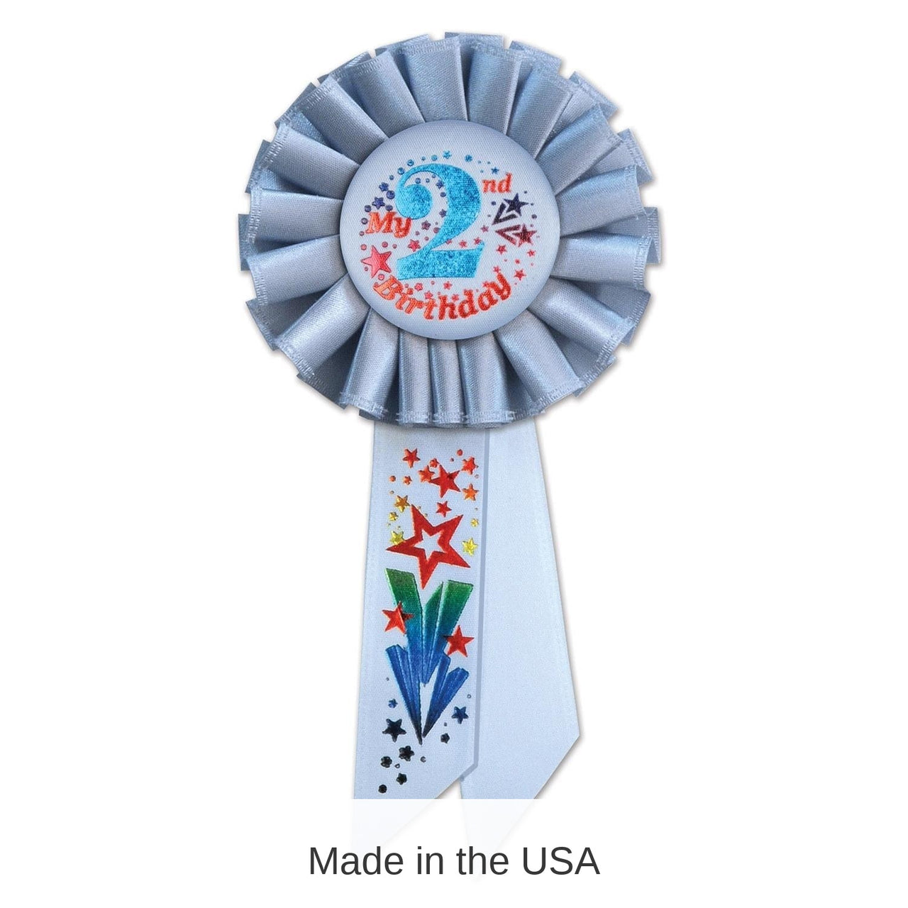 6 Pack Bulk My 2nd Birthday Rosette - blue