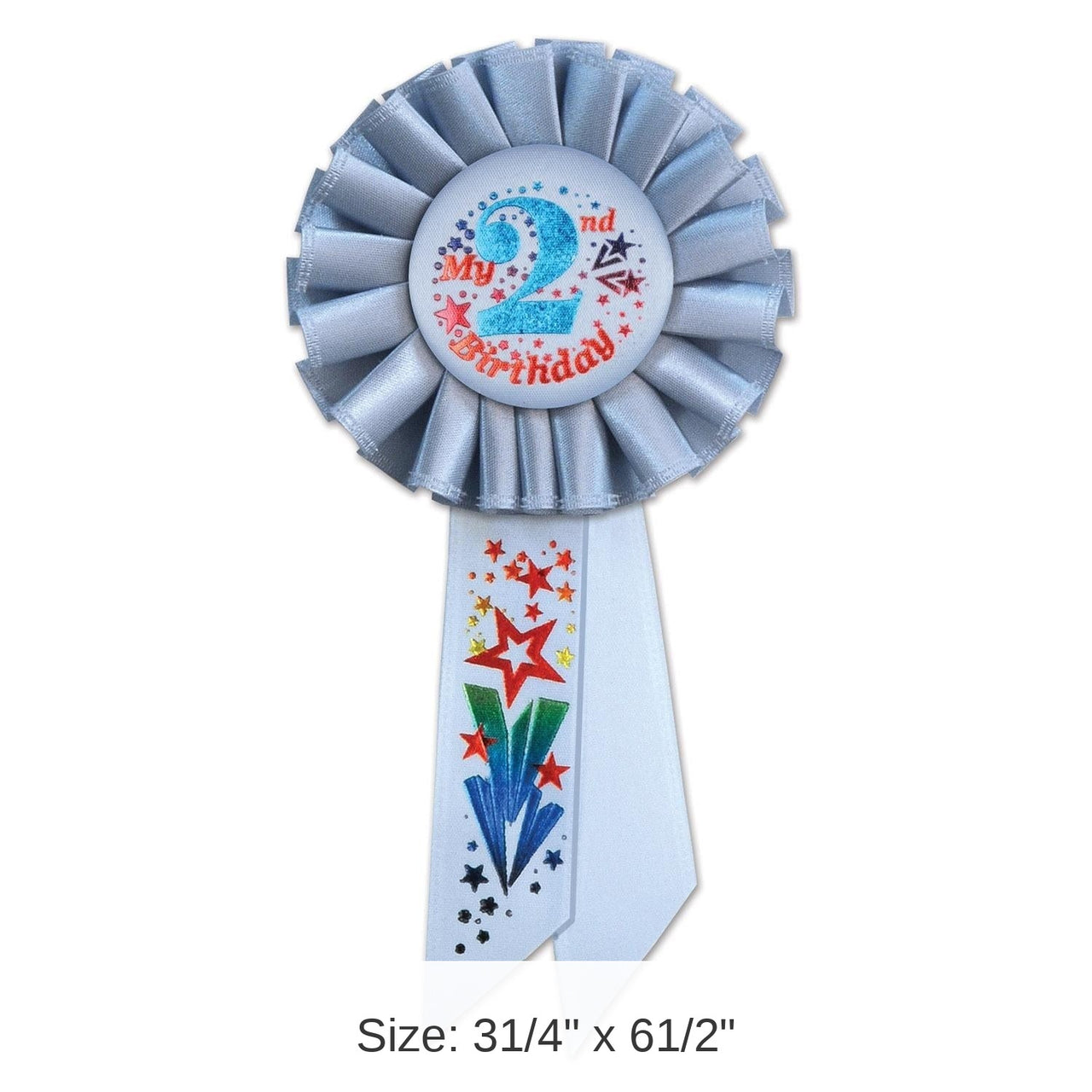 6 Pack Bulk My 2nd Birthday Rosette - blue