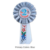 6 Pack Bulk My 2nd Birthday Rosette - blue