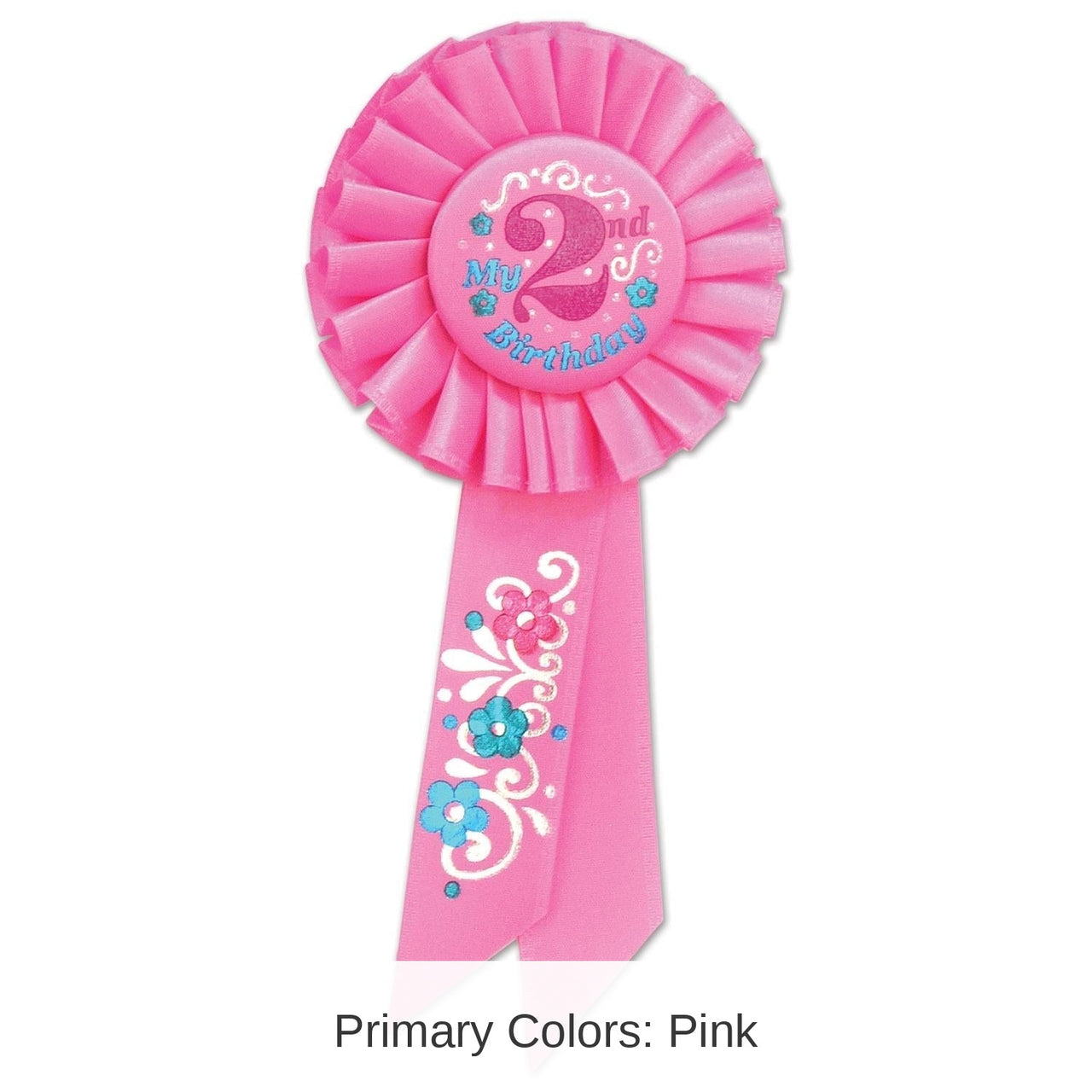6 Pack Bulk My 2nd Birthday Rosette - pink