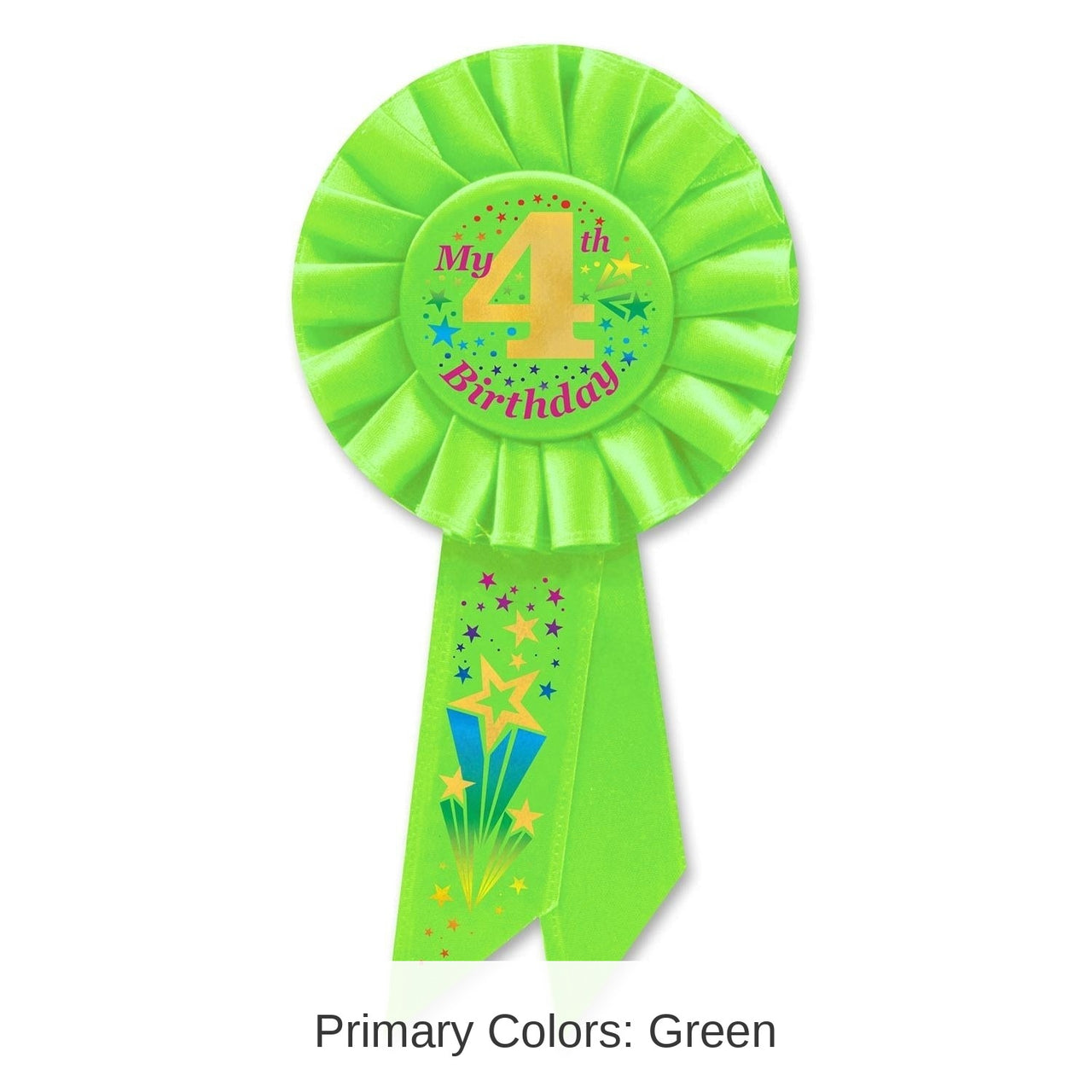6 Pack Bulk My 4th Birthday Rosette - lime green