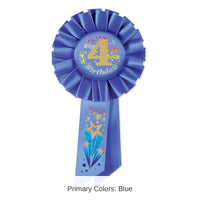 6 Pack Bulk My 4th Birthday Rosette blue