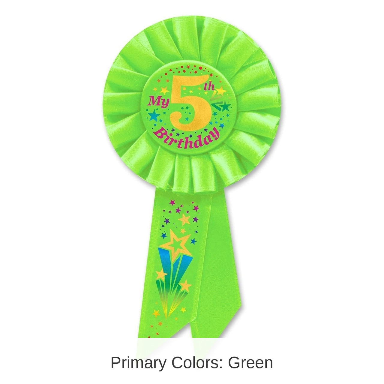 6 Pack Beistle My 5th Birthday Rosette - lime green