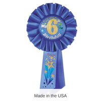 6 Pack Bulk My 6th Birthday Rosette - blue