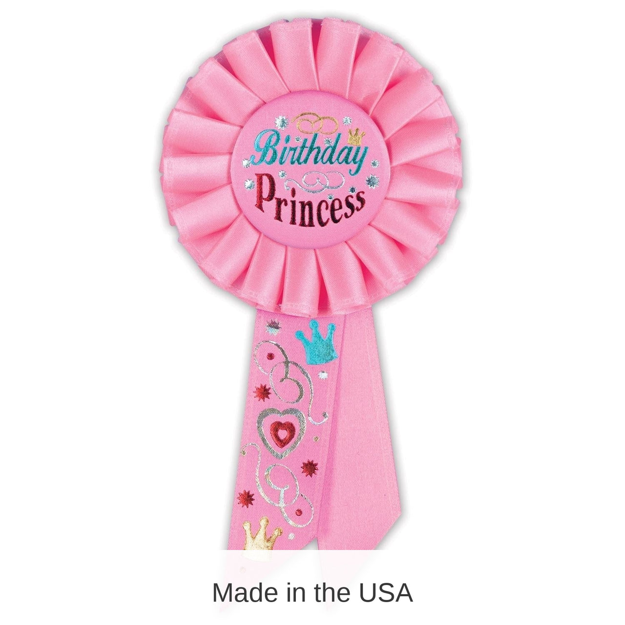 6 Pack Bulk Birthday Princess Rosette- Light Pink