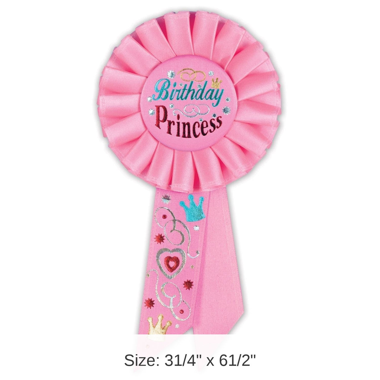 6 Pack Bulk Birthday Princess Rosette- Light Pink