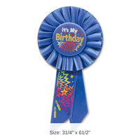 6 Pack Bulk Blue It's My Birthday Rosette