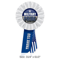 6 Pack Bulk Military Pride Rosette- White and Navy