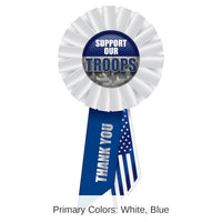 6 Pack Bulk Support Our Troops Rosette- Navy and White