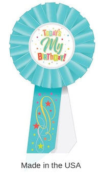 6 Pack Bulk Today's My Birthday Rosette- Blue and White