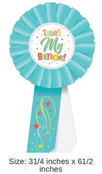 6 Pack Bulk Today's My Birthday Rosette- Blue and White