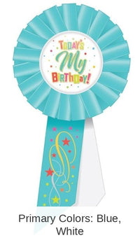 6 Pack Bulk Today's My Birthday Rosette- Blue and White
