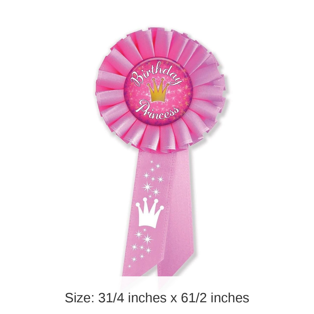 6 Pack Bulk Birthday Princess Rosette- Dark Pink With Crown