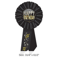 6 Pack Bulk Happy Birthday Rosette- Black