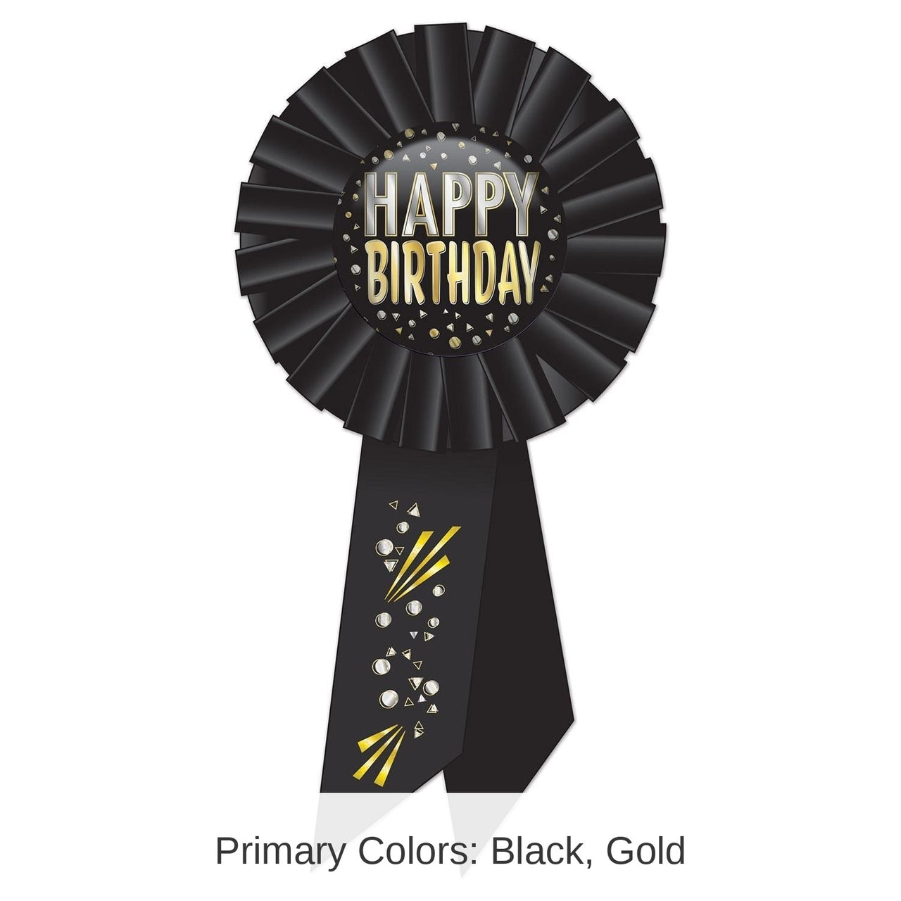 6 Pack Bulk Happy Birthday Rosette- Black