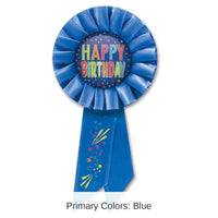 6 Pack Bulk Happy Birthday Rosette- Blue