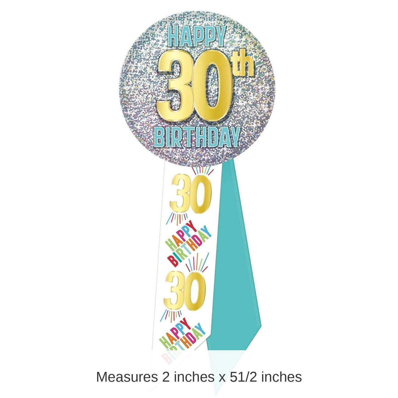 6 Pack Bulk 30th Birthday Rosette- Blue, White and Glitter