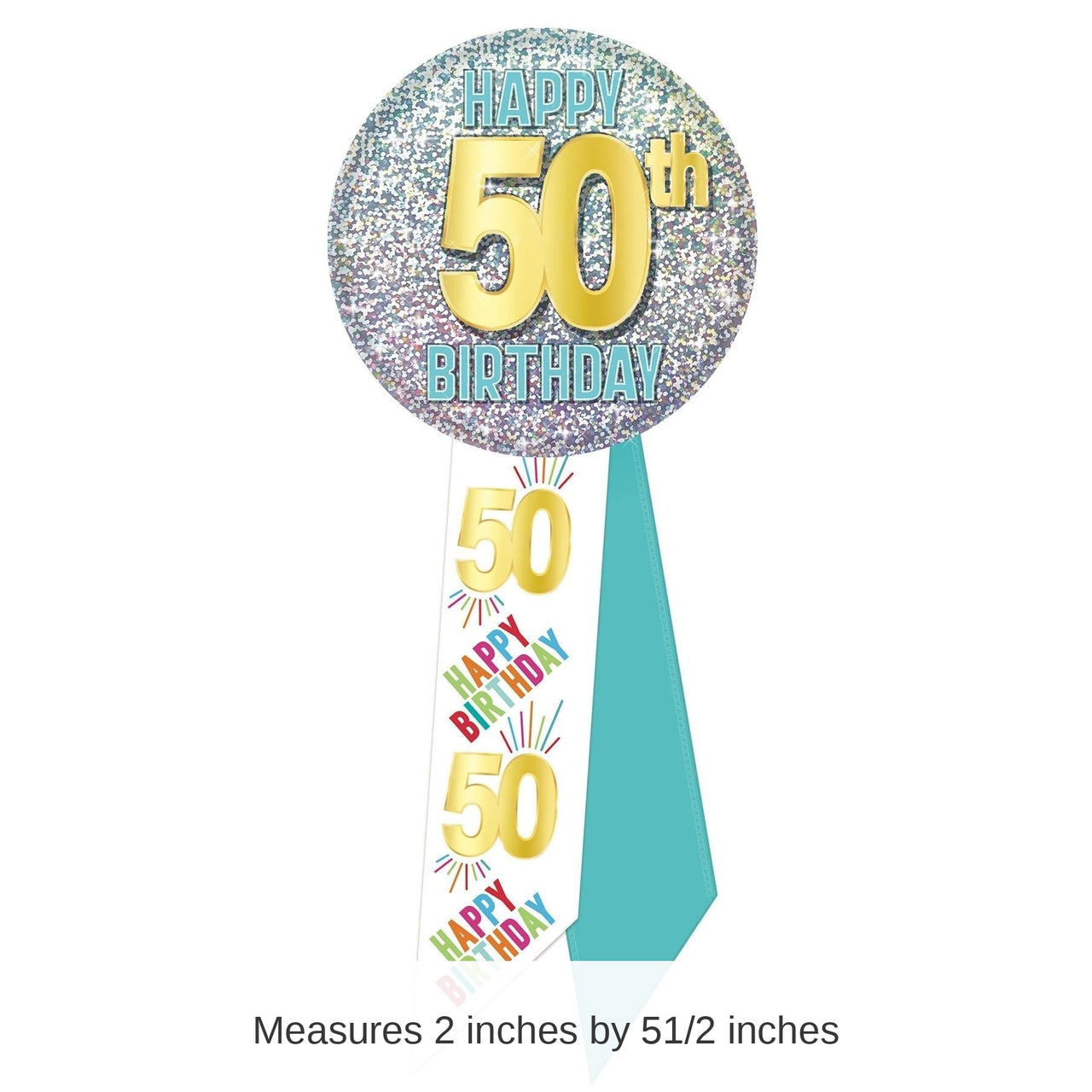 6 Pack Bulk 50th Birthday Rosette- Blue, White, and Glitter