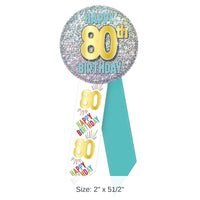 6 Pack Bulk 80th Birthday Rosette