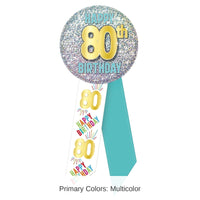 6 Pack Bulk 80th Birthday Rosette
