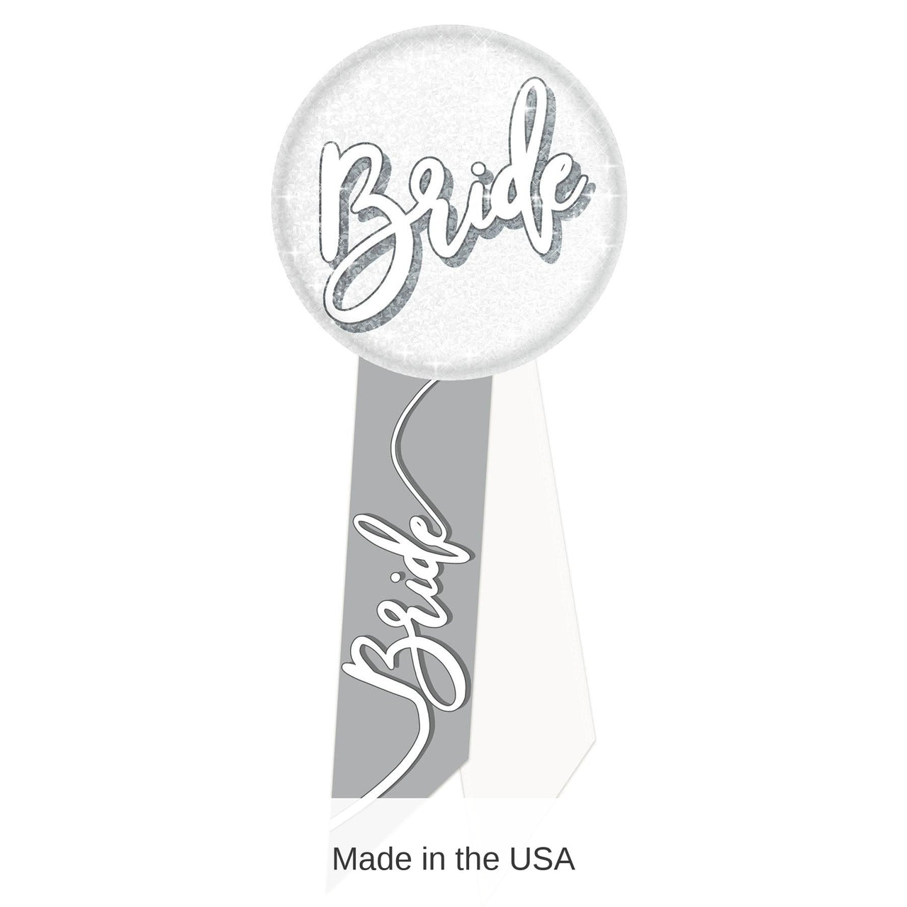 6 Pack Bulk Bride Rosette- White and Silver