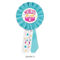 6 Pack Bulk World's Best Mom Rosette Mothers Day Award