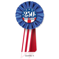 6 Pack Bulk Semiquincentennial Rosette Patriotic Award Ribbon (3.25 inchx 6.5 inch)