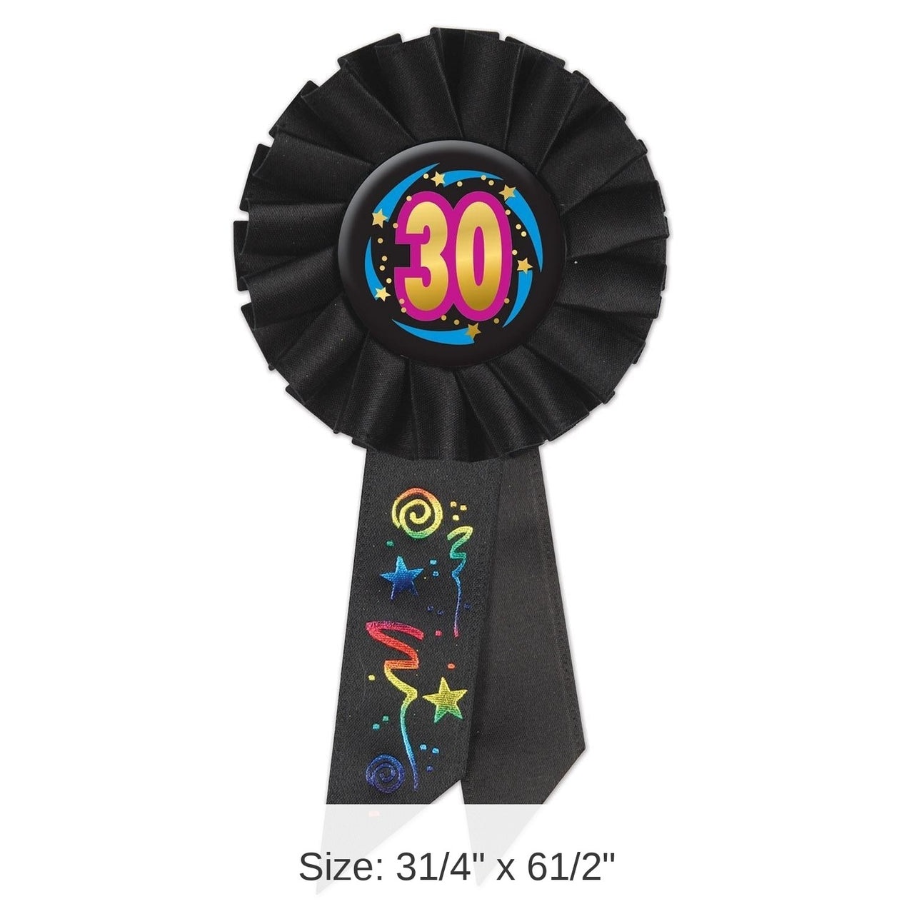 6 Pack Bulk 30th Birthday Rosette- Black