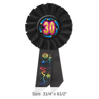 6 Pack Bulk 30th Birthday Rosette- Black