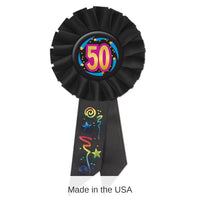 6 Pack Bulk 50th Birthday Rosette- Black