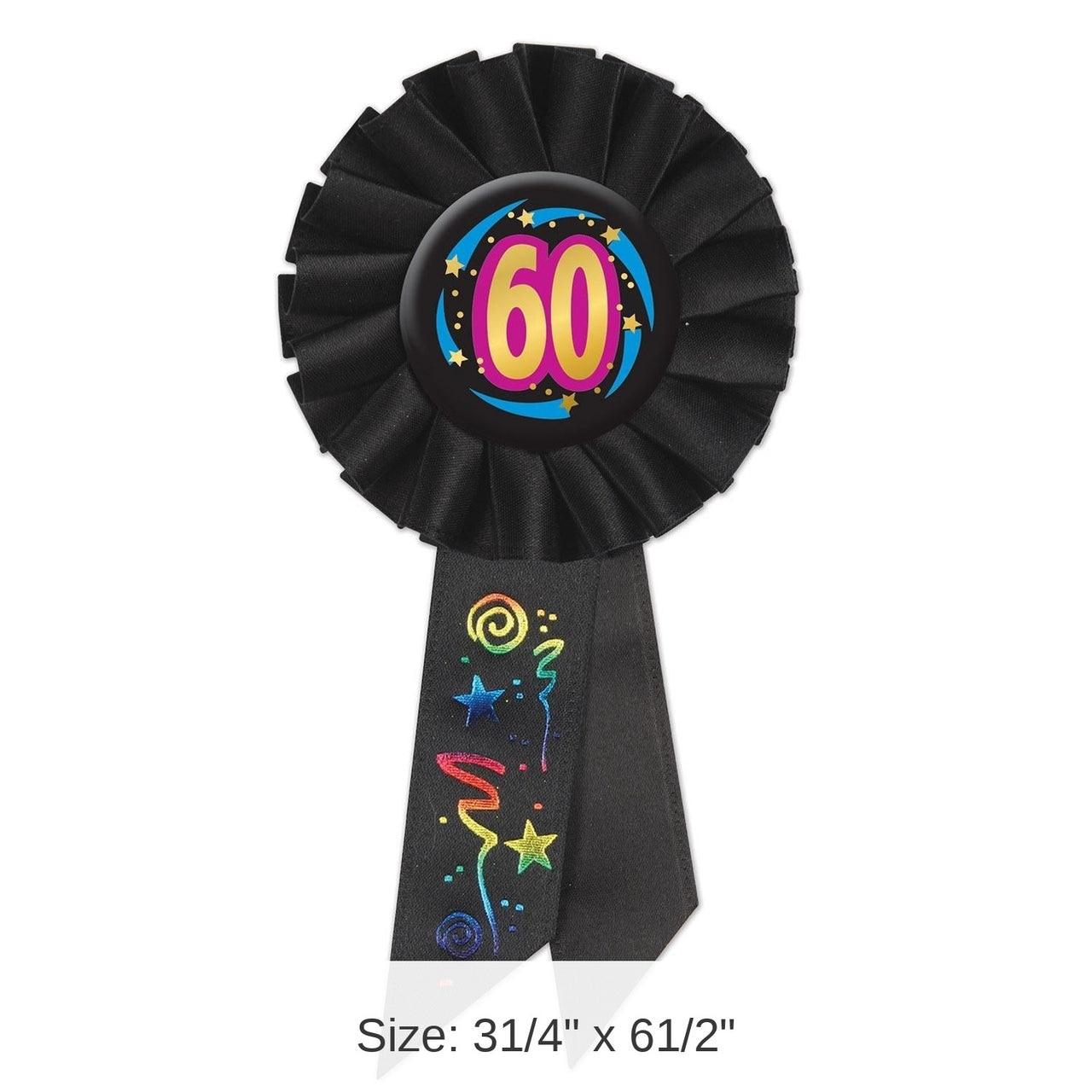 6 Pack Bulk 60th Birthday Rosette- Black