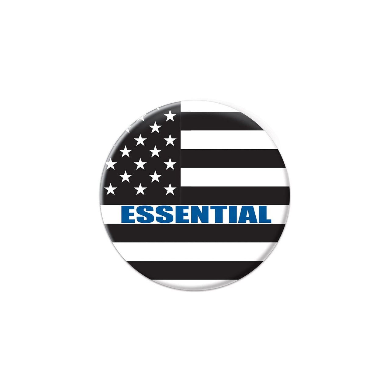 Essential Personnel Button Black/White/Blue - Bulk 6 Pack