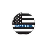 Essential Personnel Button Black/White/Blue - Bulk 6 Pack