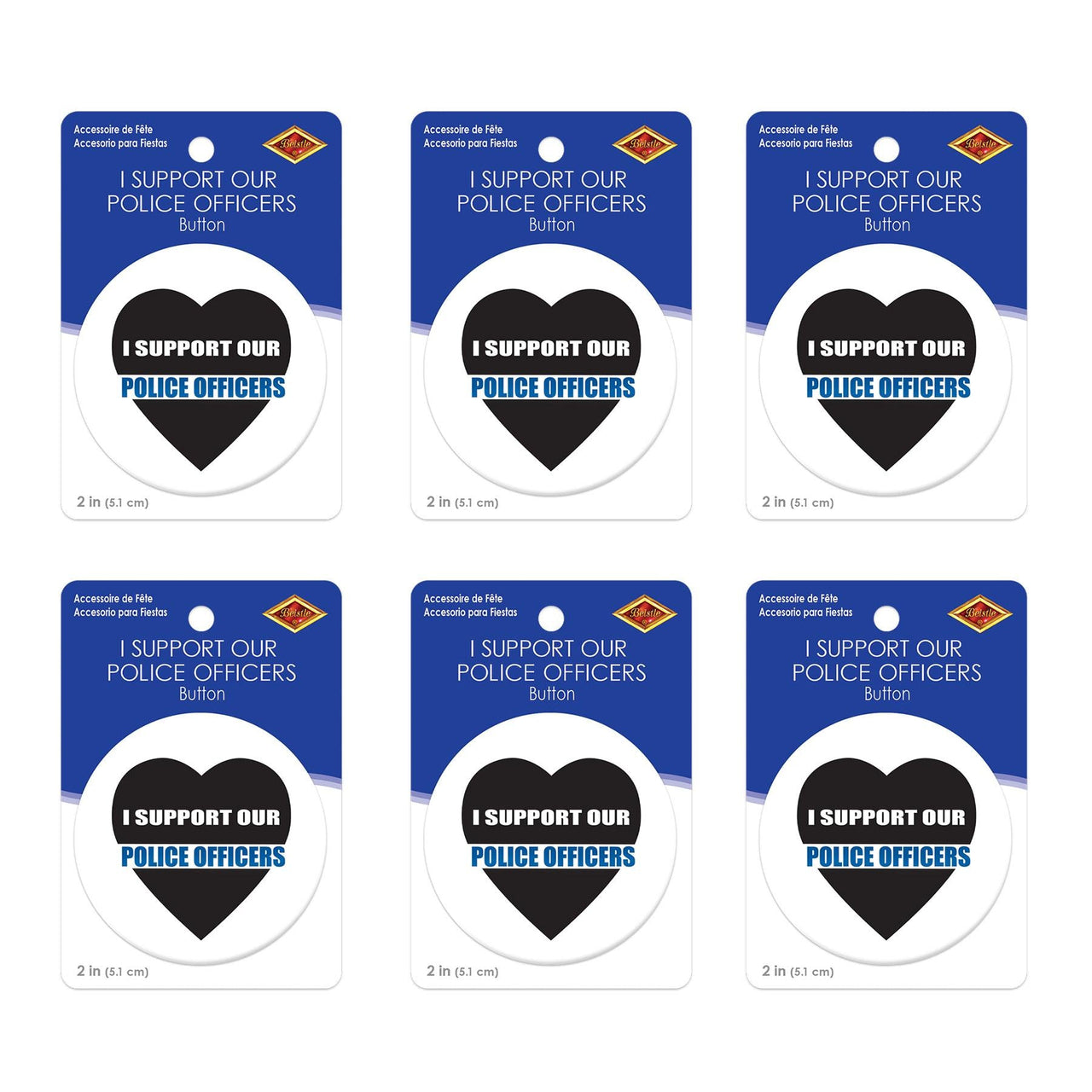 Beistle I Support Our Police Officers Button (Case of 6)