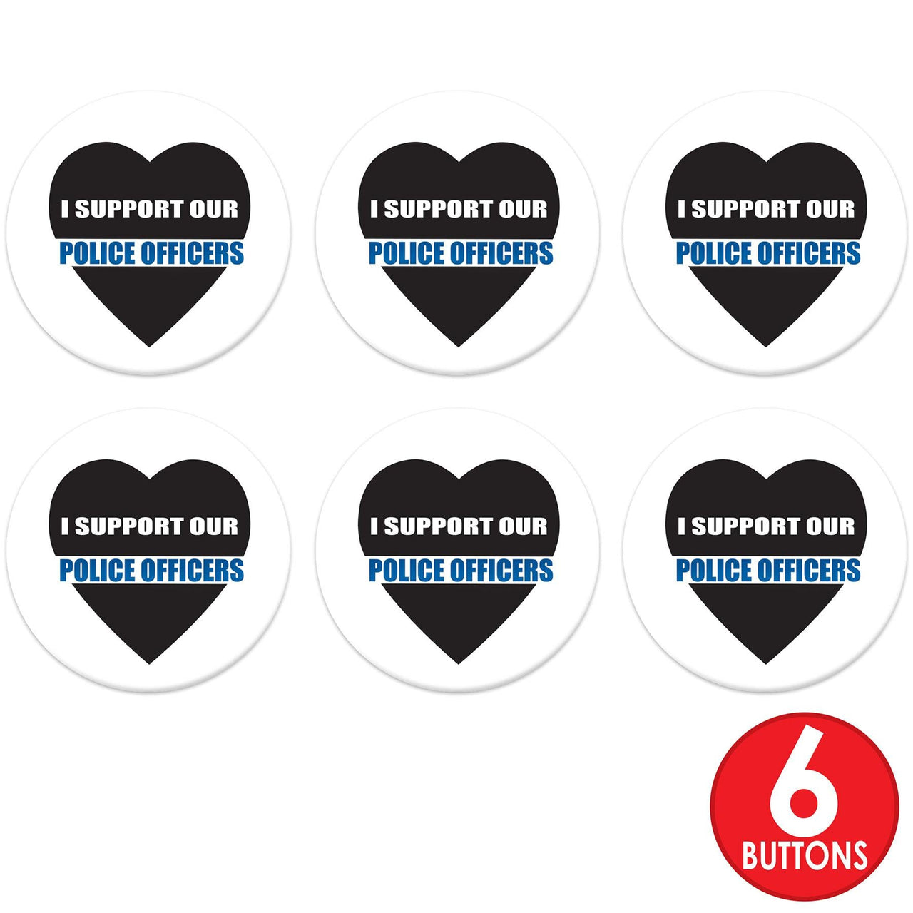 Beistle I Support Our Police Officers Button (Case of 6)