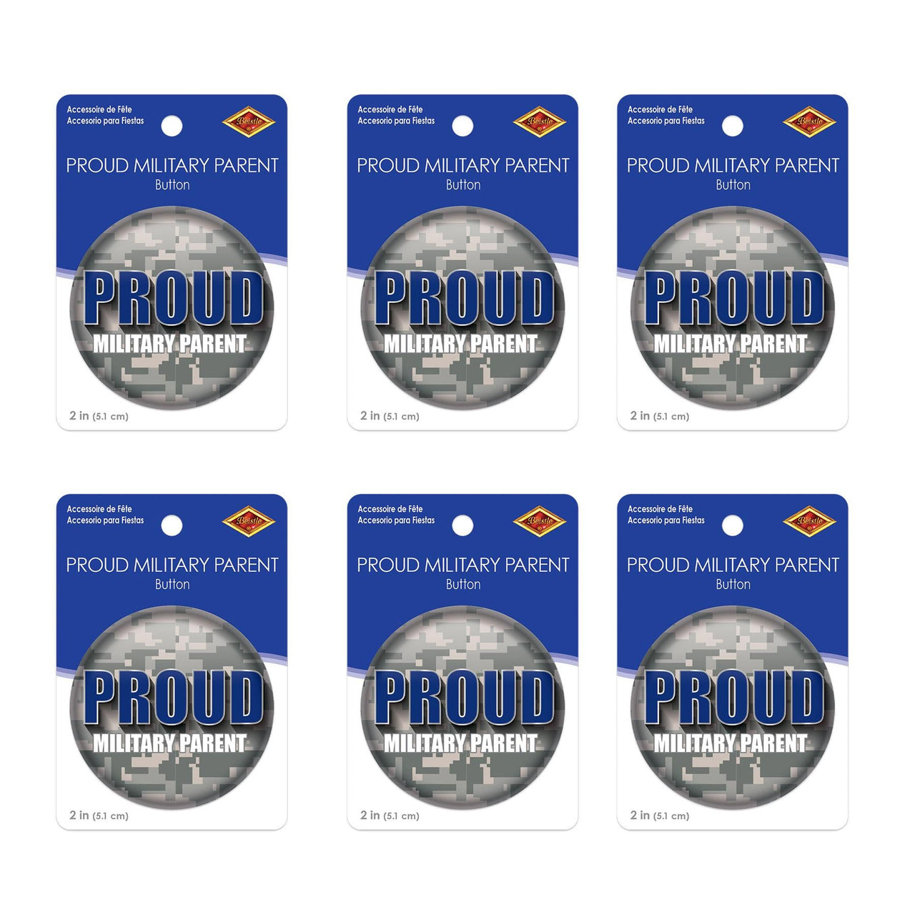 Beistle Proud Military Parent Button (Case of 6)
