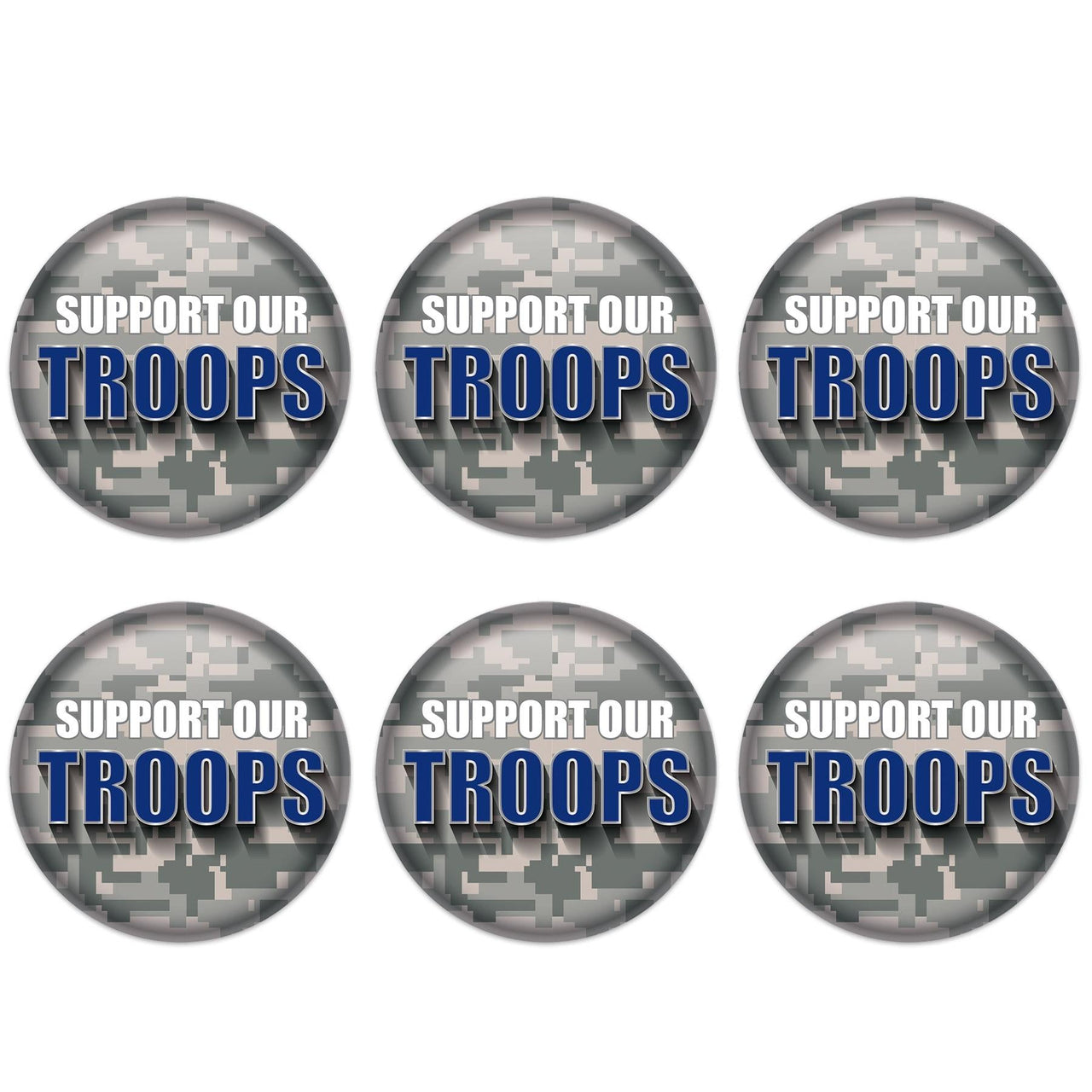 Beistle Support Our Troops Button (Case of 6)
