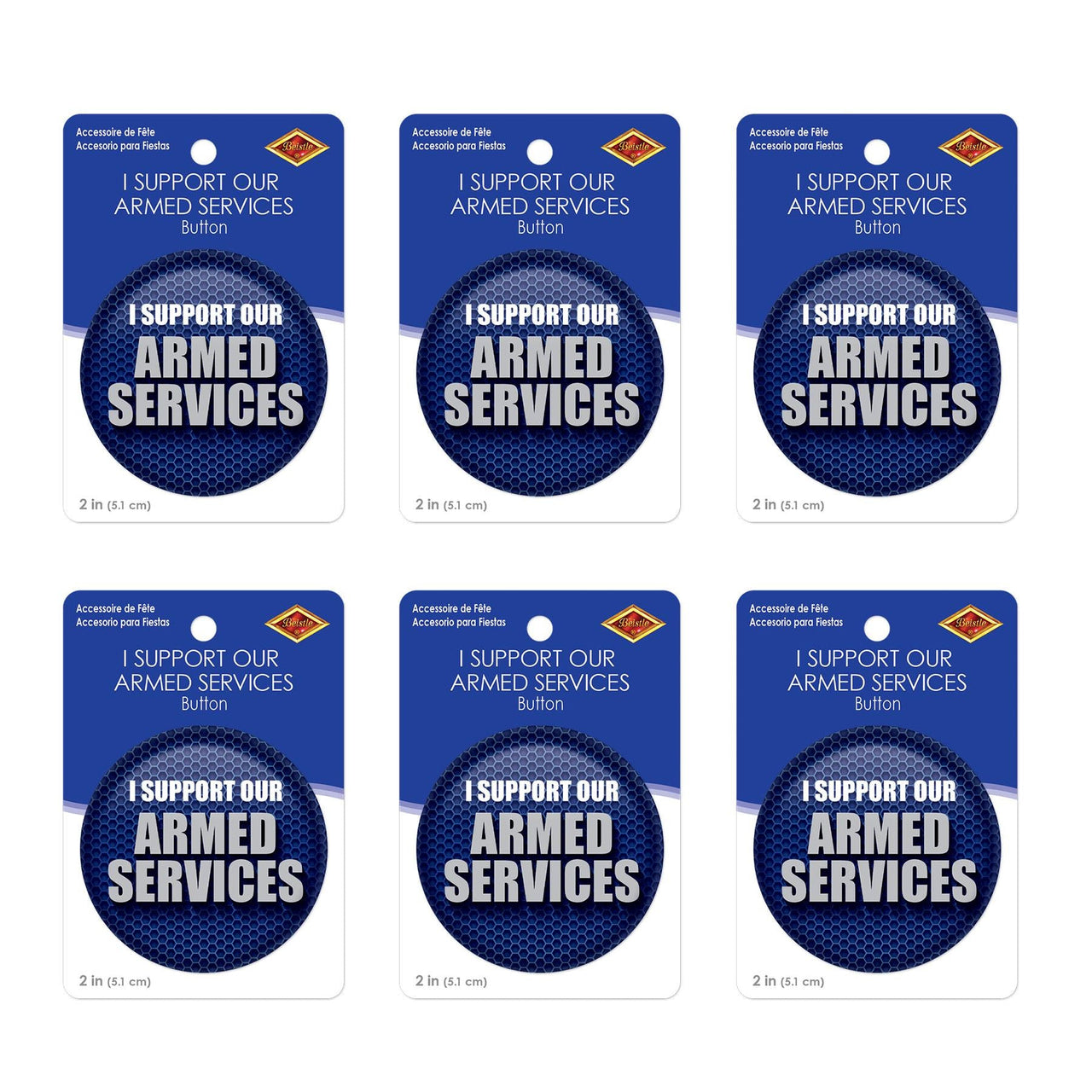 Beistle I Support Our Armed Services Button (Case of 6)