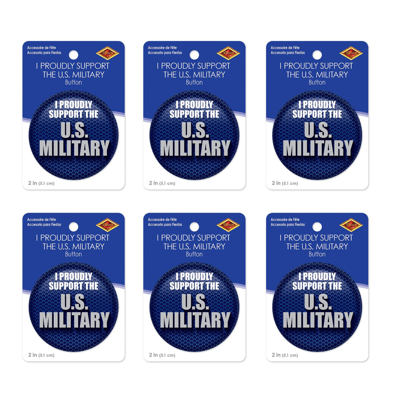 Beistle I Proudly Support U S Military Button (Case of 6)