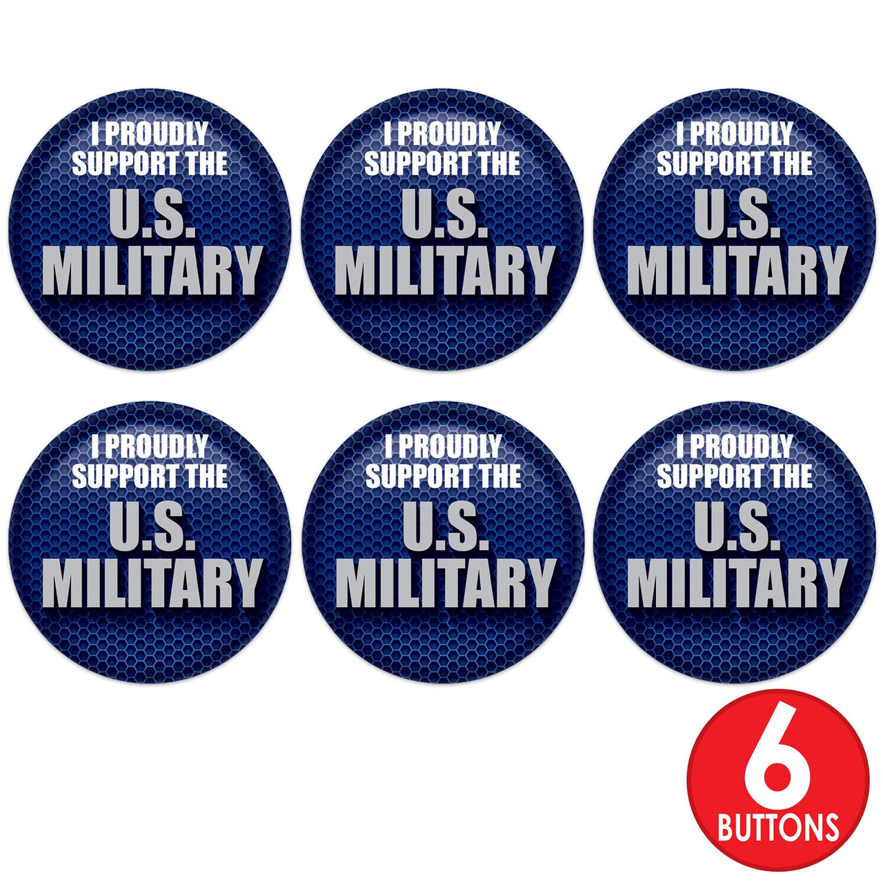 Beistle I Proudly Support U S Military Button (Case of 6)