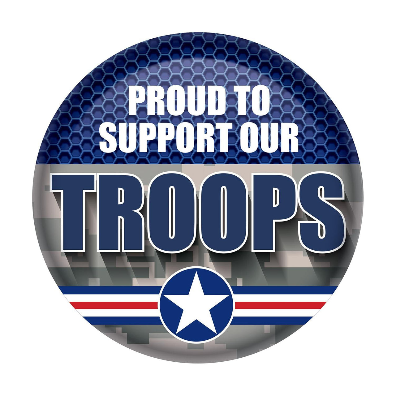 Air Force Blue/Camo Proud To Support Our Troops Button - Bulk 6 Pack