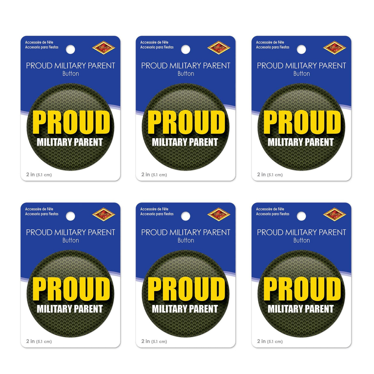 Beistle Proud Military Parent Button (Case of 6)