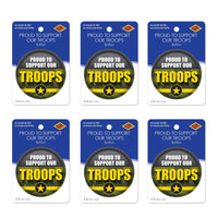 Beistle Proud To Support Our Troops Button (Case of 6)