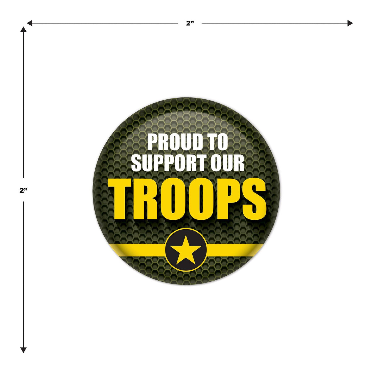 Beistle Proud To Support Our Troops Button (Case of 6)