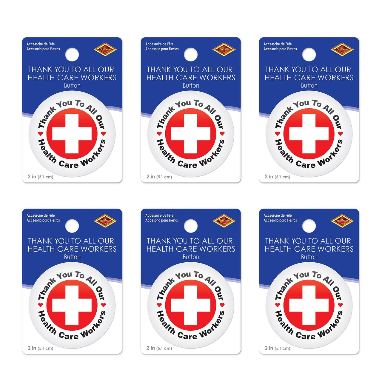 Beistle TY To All Our Health Care Workers Button (Case of 6)