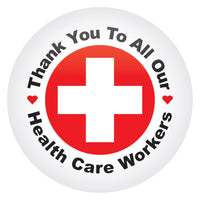 Thank You To All Our Health Care Workers Button- Red - Bulk 6 Pack