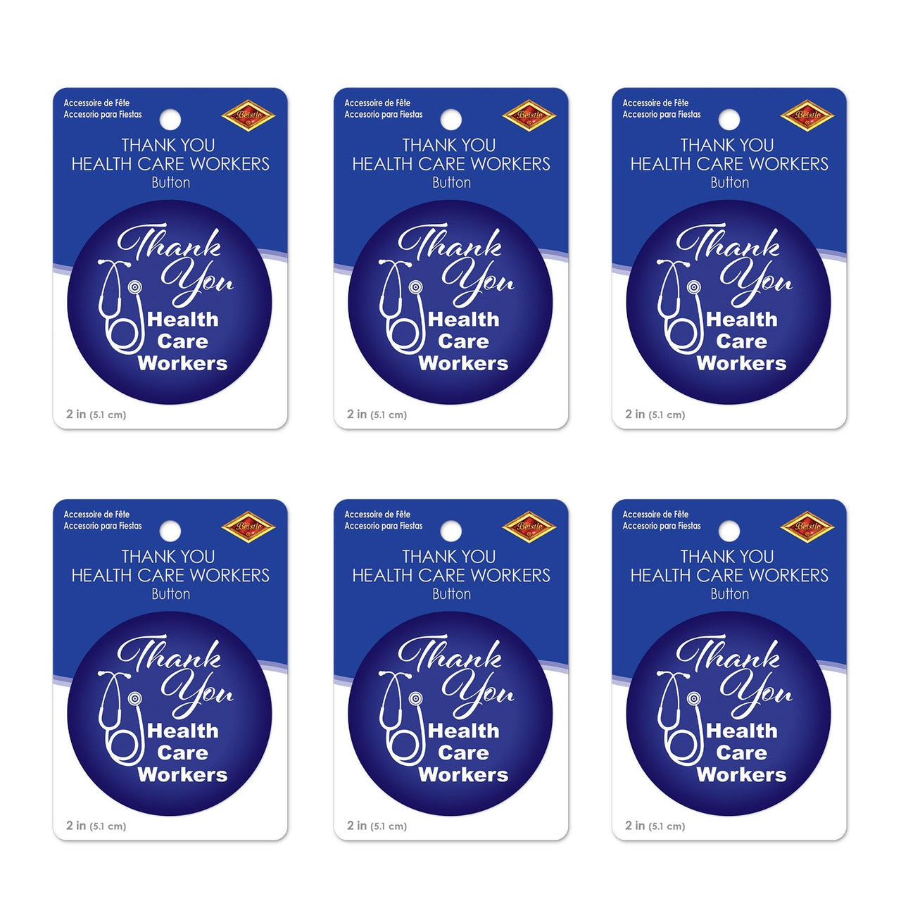 Beistle Thank You Health Care Workers Button (Case of 6)